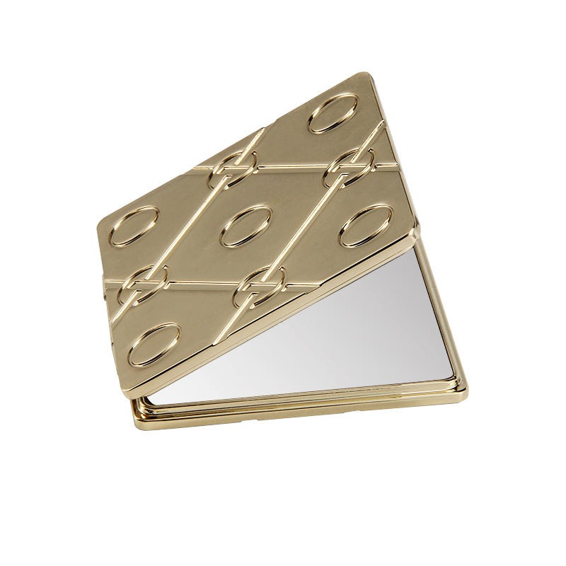 正方形金属折叠镜促销礼品小镜子定制logo锌合金化妆镜折叠随身双面小镜子厂家