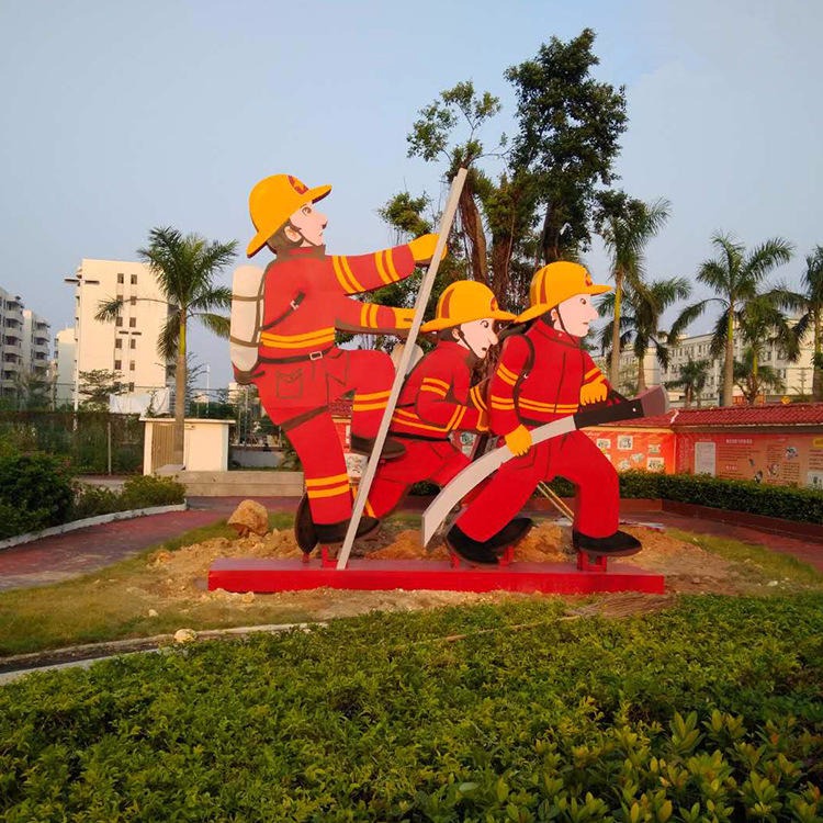 消防主题公园雕塑 消防战士剪影雕塑 消防人物雕塑现货发售 唐韵园林