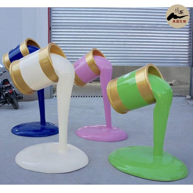 佰盛 油漆桶雕塑 颜料桶雕塑 创意油漆桶摆件 玻璃钢雕塑图片
