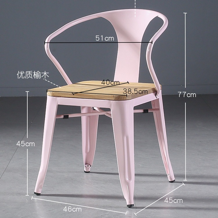 广州市家具生产  美式复古铁艺餐椅   家用小户型金属靠背木椅子    loft工业风休闲咖啡椅