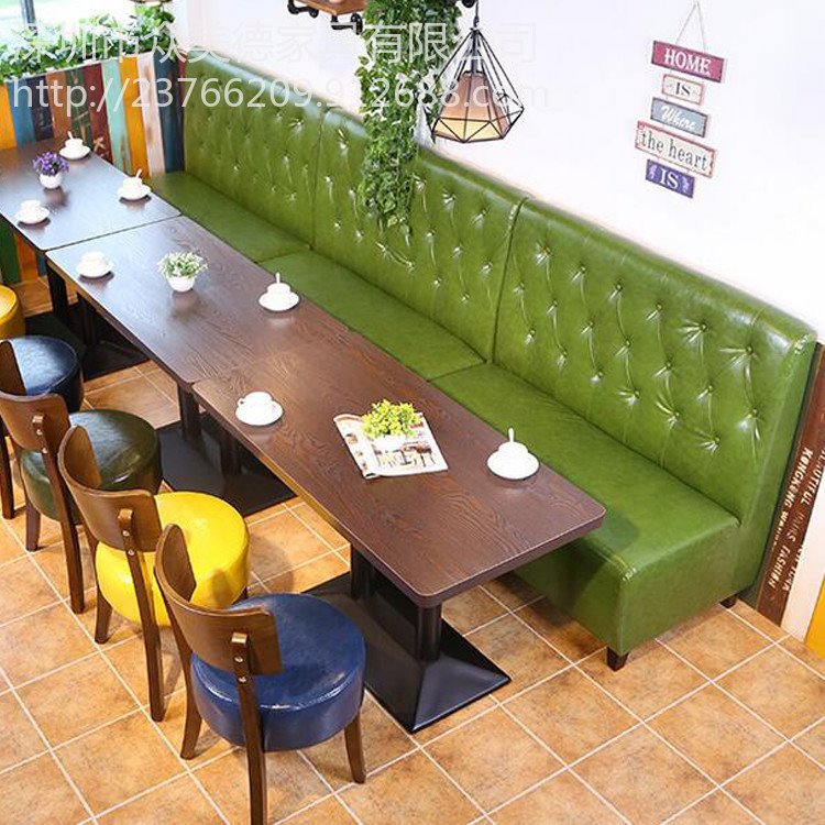 南山咖啡厅沙发桌椅组合 餐厅软包卡座沙发 茶餐厅沙发卡座定做来众美德家具