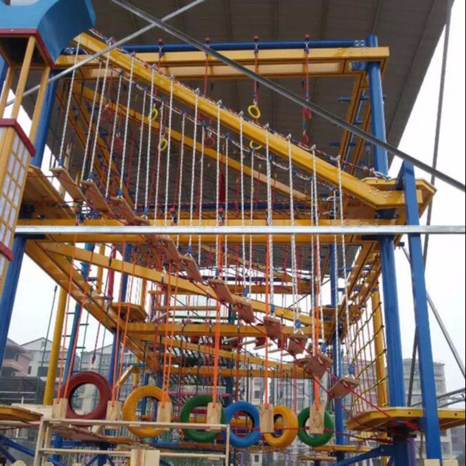 儿童双层攀爬网  空中独木桥体能项目  拓展亲子游乐设施图片