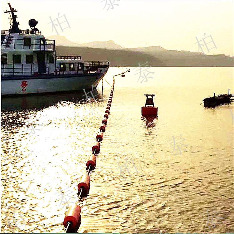 天津游船码头航道隔离浮漂 橙色水上警示浮筒