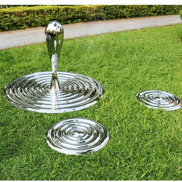 创意不锈钢水滴雕塑 广场小品雕塑 水池水景装饰摆件 庭院艺术景观小品图片