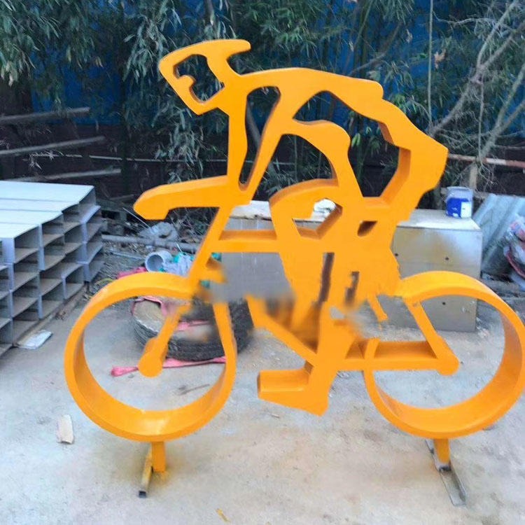 金属剪影骑自行车雕塑 不锈钢剪影自行车 户外剪影运动雕塑摆件 佰盛