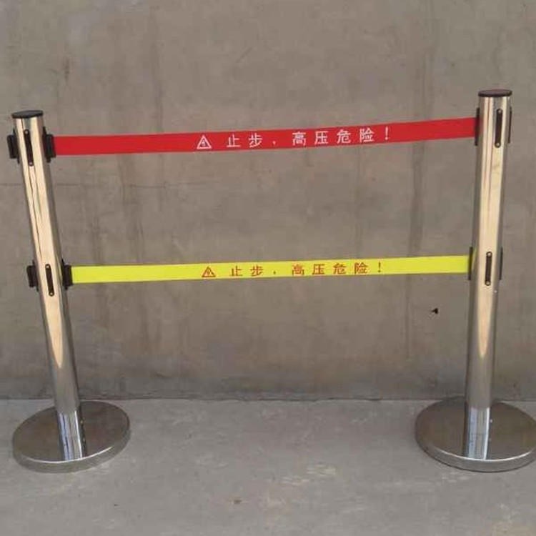 智科不锈钢带式弹性围栏生产 WL-ZK不锈钢带护栏 警示带隔离墩图片