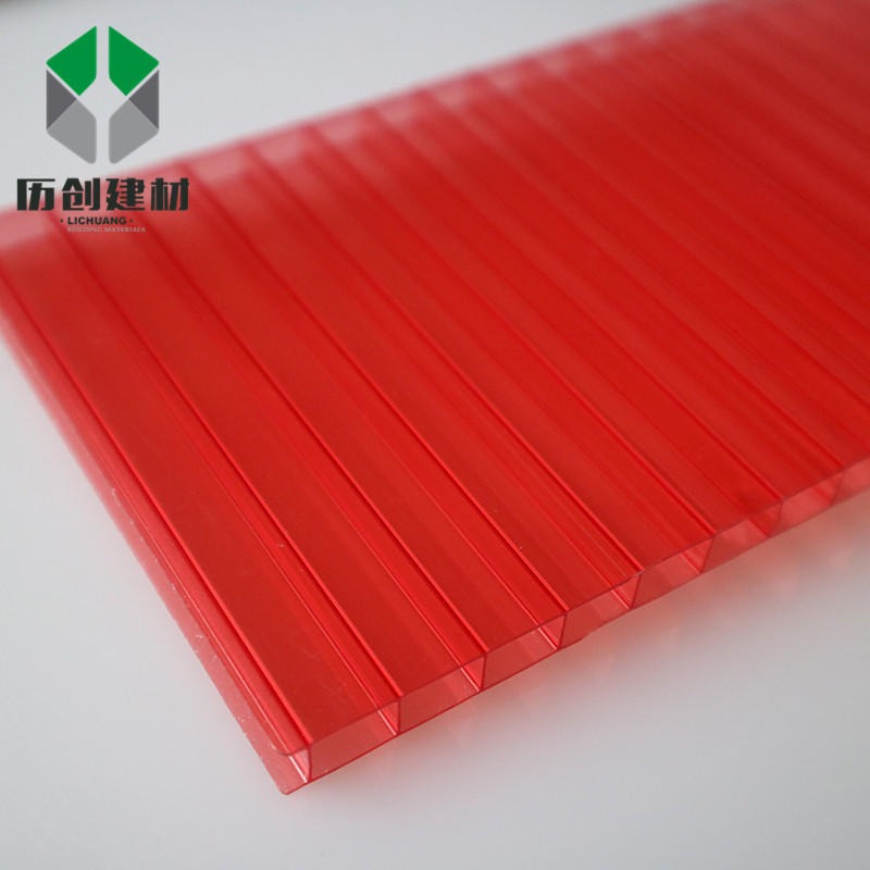 上海徐汇区 红色12mmPC阳光板 蜂窝聚碳酸酯板 中空阳光板 阳光板温室大棚 PC四层阳光板 历创图片