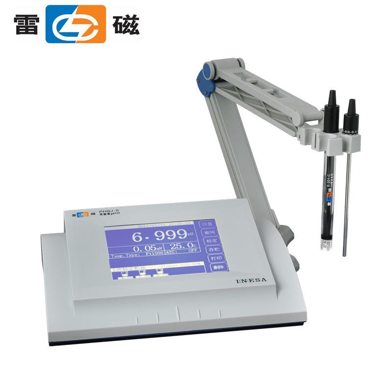 上海雷磁PHSJ-5型实验室触摸式pH计5寸液晶屏台式数显酸度计图片