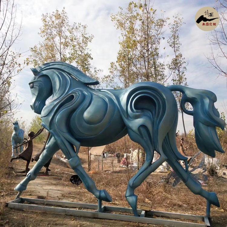 佰盛 玻璃钢抽象动物雕塑 定制玻璃钢马雕塑 抽象马雕塑 公园广场雕塑