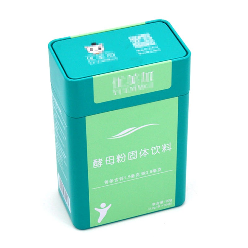 马口铁罐生产厂家 酵母粉固体饮料铁盒设计 清远市麦氏罐业 长方形药品铁盒铁罐印刷