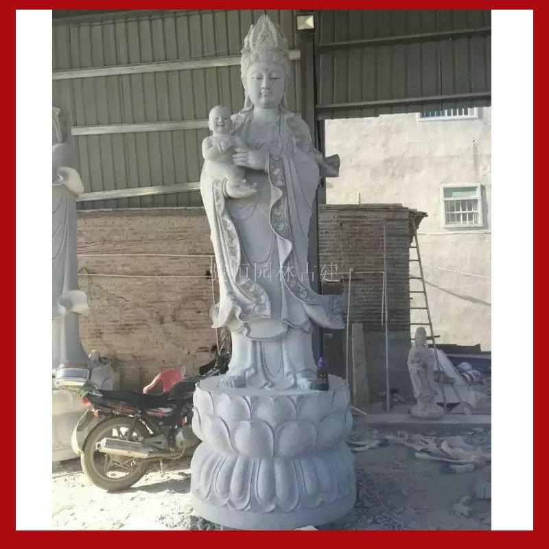 泉州石材送子观音 观音菩萨石像 古典人物雕塑