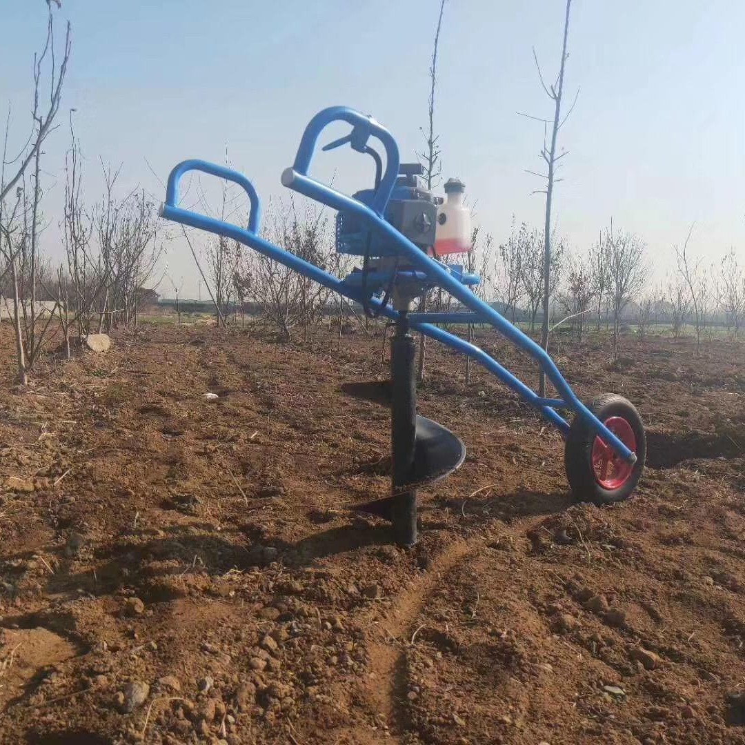 单人操作独轮便捷式挖坑机   园林种树好帮手挖坑机价格   宏泰供应图片
