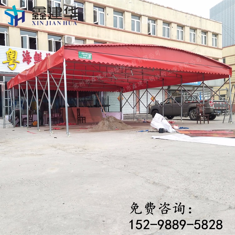 上海伸缩排挡遮雨蓬 活动折叠遮阳篷 成品弯弧雨棚骨架 推拉棚安全使用说明