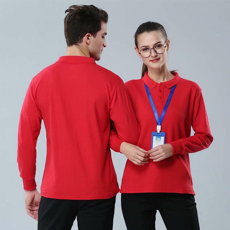 红素翻领长袖套头卫衣 文化广告衫 长袖定制 500件起订不单独零售