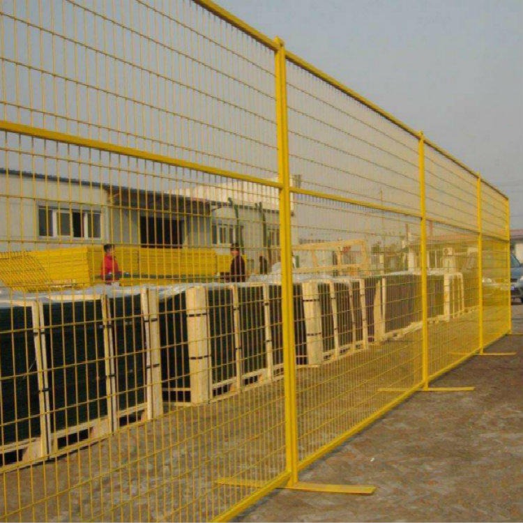 厂区车间黄色护栏网-仓库带边框方孔隔离网-可移动护栏网图片