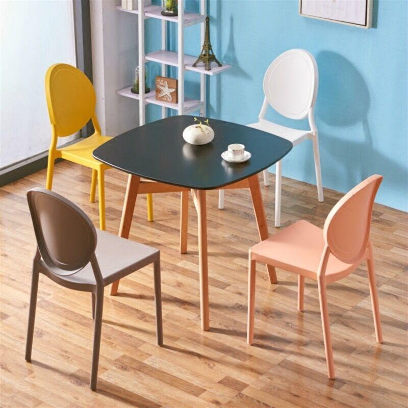 广州奶茶餐桌生产塑料餐椅 休闲塑料椅 PP环保塑椅子 DJ-S863B餐椅 快餐桌椅 户外椅子
