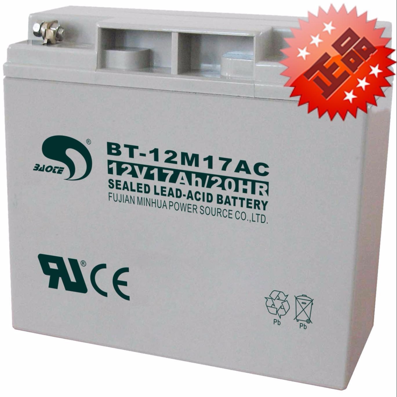 赛特蓄电池BT-12M17AC  12V17Ah/20HR  铅酸免维护蓄电池