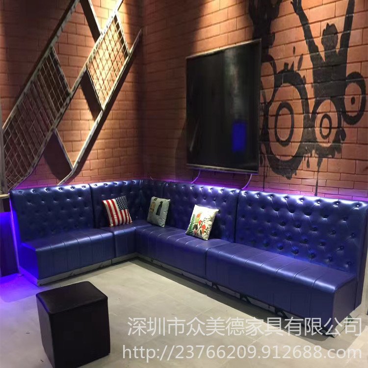 深圳专业定做KTV卡座沙发 U型拉扣沙发 SF-037酒吧半圆沙发性价比高众美德工厂