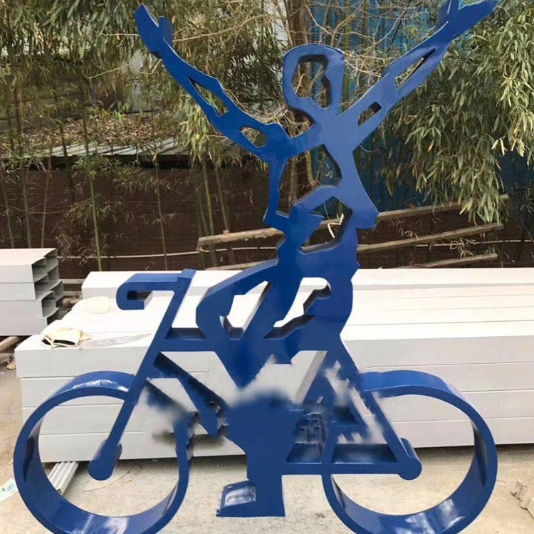 佰盛 户外不锈钢骑自行车雕塑 不锈钢剪影自行车雕塑 金属剪影自行车雕塑图片