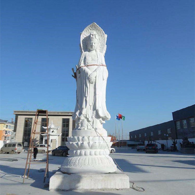 厂家直销寺庙佛像雕塑 汉白玉滴水观音石雕像 观音菩萨雕塑