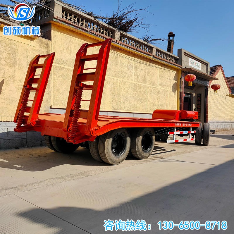定制移动牵引平板车 厂房装卸货工具车 载重10t/15吨拉挖机专用拖车 CSPC-10创硕
