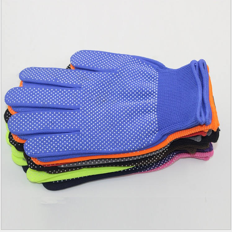 宁波厂家定制  点胶劳保手套  PVC点胶手套 防滑耐磨搬砖防护手套图片