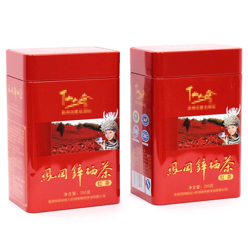马口铁盒加工厂 250克红茶包装铁盒 长方形茶叶罐铁罐 麦氏罐业 安溪铁皮茶叶罐订做