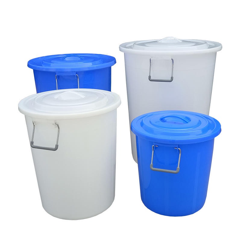 武汉益乐120L塑料水桶 大号带盖装水桶 白色水桶 160L垃圾桶 加厚家用水桶图片