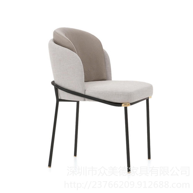 深圳厂家定做北欧ins风格餐椅现代简约布艺软包椅设计师创意休闲椅子众美德图片