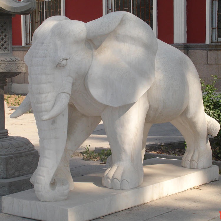 曲阳石雕大象报价 景观大理石大象雕刻厂 河北汉白玉大象雕塑图片图片