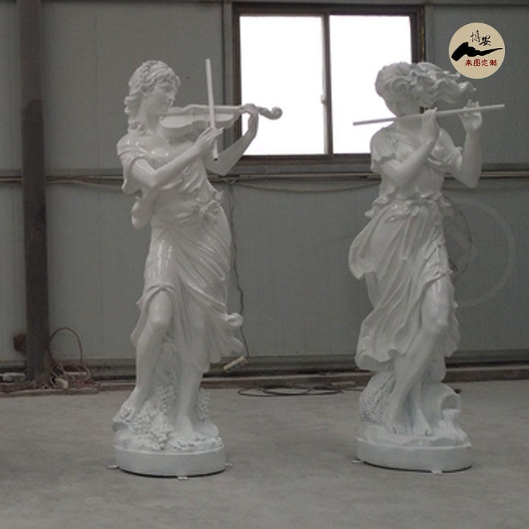 佰盛 玻璃钢西方人物雕塑厂家 酒店大堂欧式人物摆件 拉小提琴人物模型 月亮女神雕像支持定制