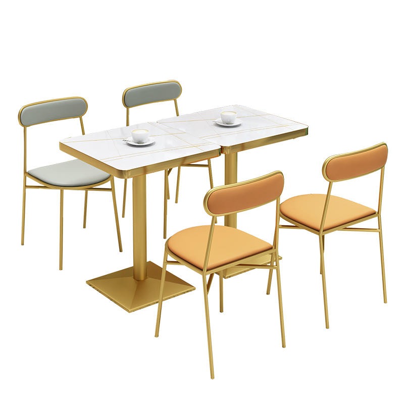 茶颜悦色快餐桌椅厂 食堂钢制餐桌椅 半圆沙发卡座 尚邑家具KCZY-1753