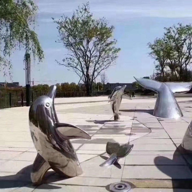 佰盛 不锈钢小海豚园林景观摆件公园广场草坪摆件不锈钢动物雕塑