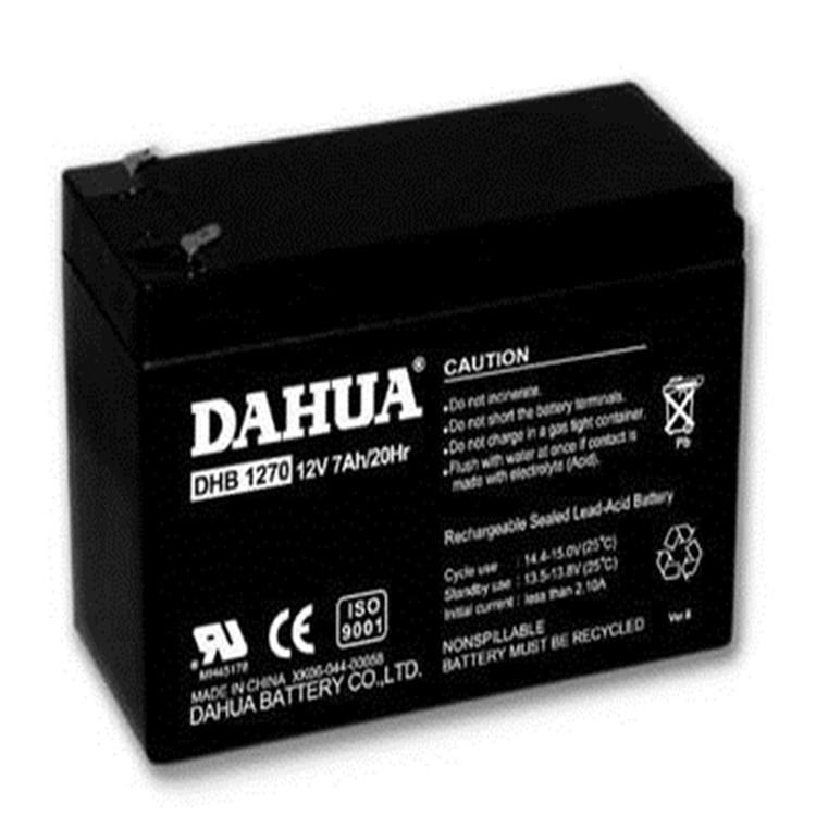 大华蓄电池DHB1270 铅酸性免维护电池 大华12V7AH  照明应急蓄电池