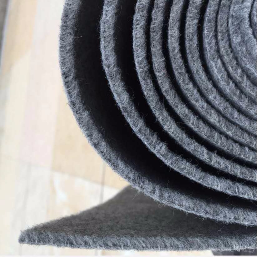 黑色拉绒地毯定制生产 浅灰色拉绒地毯石灰地面保护拉绒地毯  拉绒面料  阻燃B1级地毯