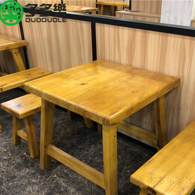 促销酒店松木餐桌-木屋烧烤餐桌实木餐桌椅定制