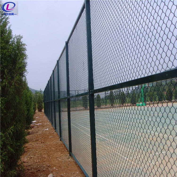 球场护栏 PVC包塑勾花网篮球场护栏 德兰生产厂家