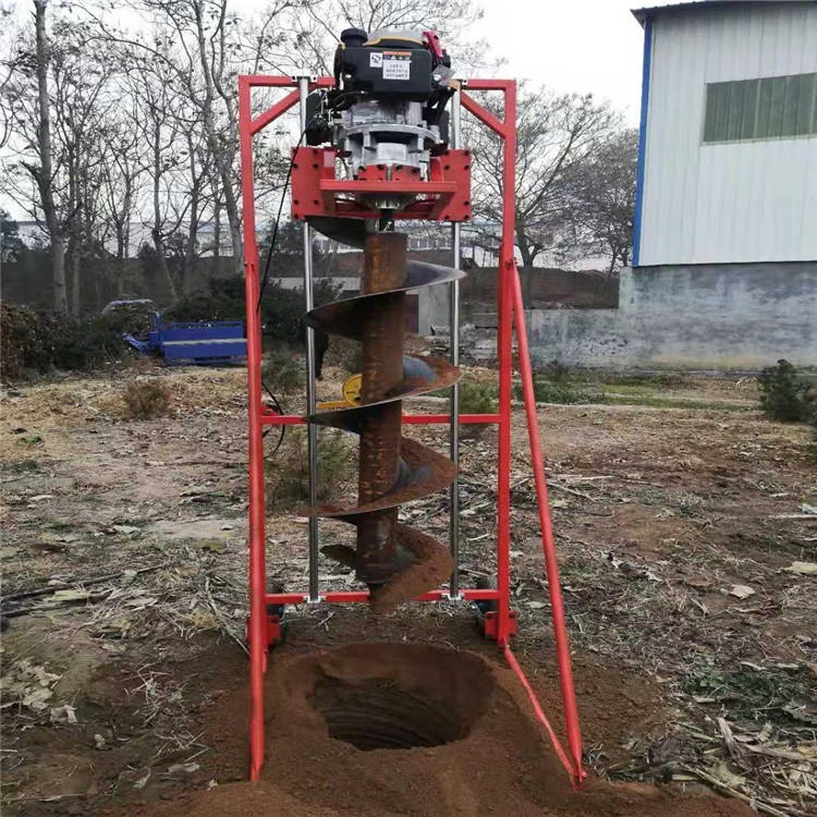 全新电线杆打孔机四轮移动行走   加高架子电杆打坑机电线杆挖洞取土工具