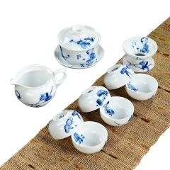 红素陶瓷青花功夫茶具 礼品茶具套装定制500件起订不单独零售图片