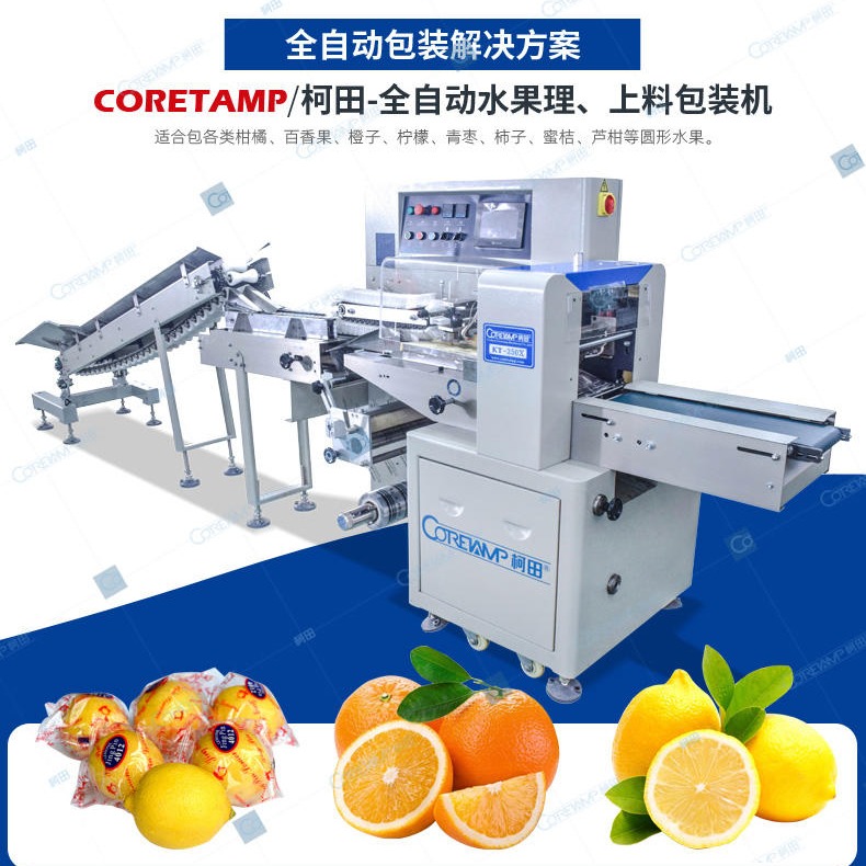 柯田厂家直销 柠檬香橙水果包装机 全自动理料橙子包装机