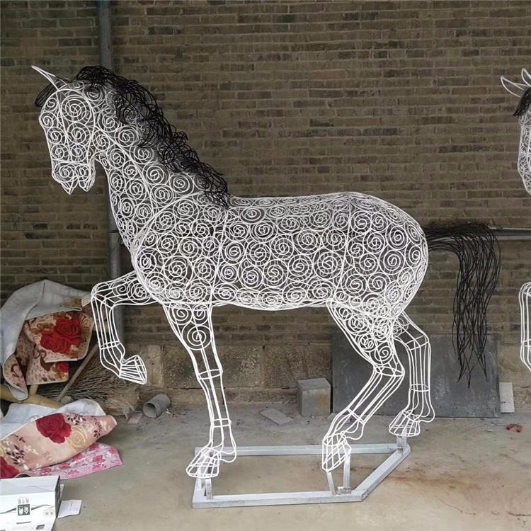 厂家定制钢筋马雕塑 唐韵园林 专业制作不锈钢镂空马雕塑