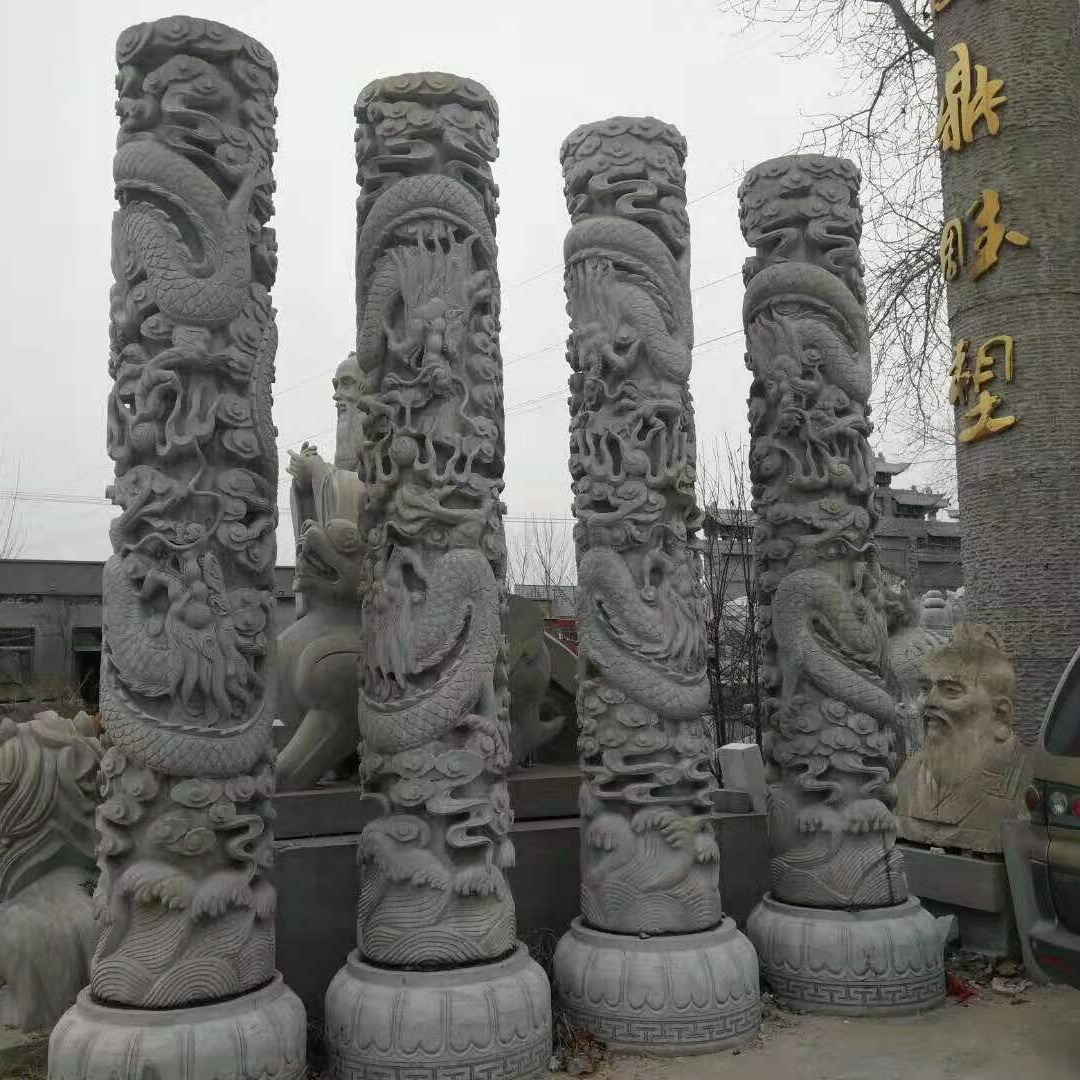 加工石龙柱 龙柱雕塑 富祥 公园景区龙柱子 石雕十二生肖柱