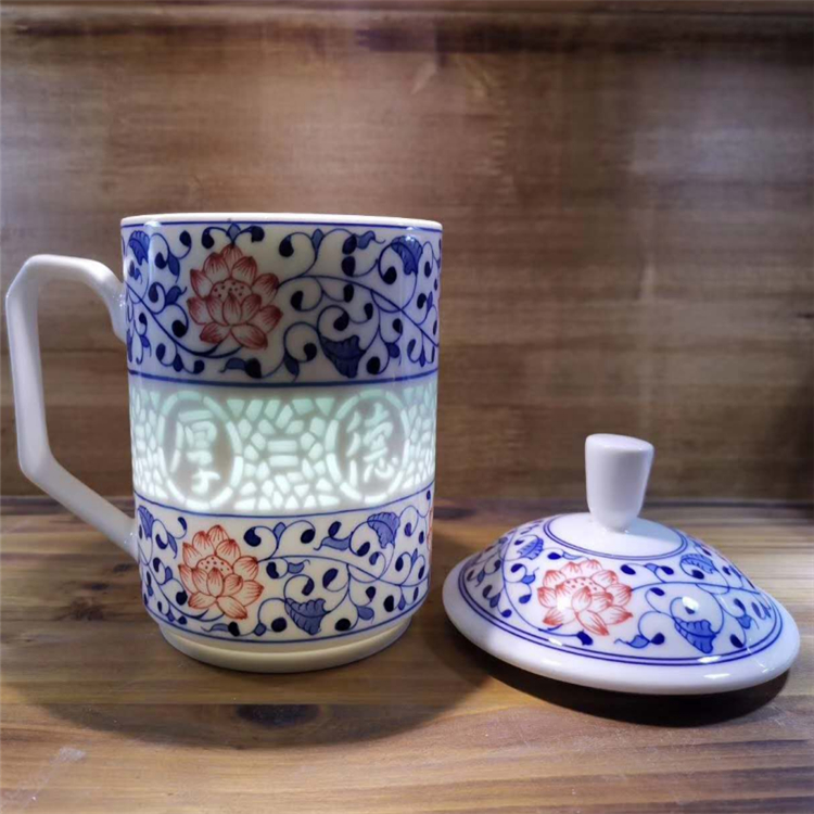 供应景德镇陶瓷茶杯 陶瓷茶具手绘青花 亮丽陶瓷